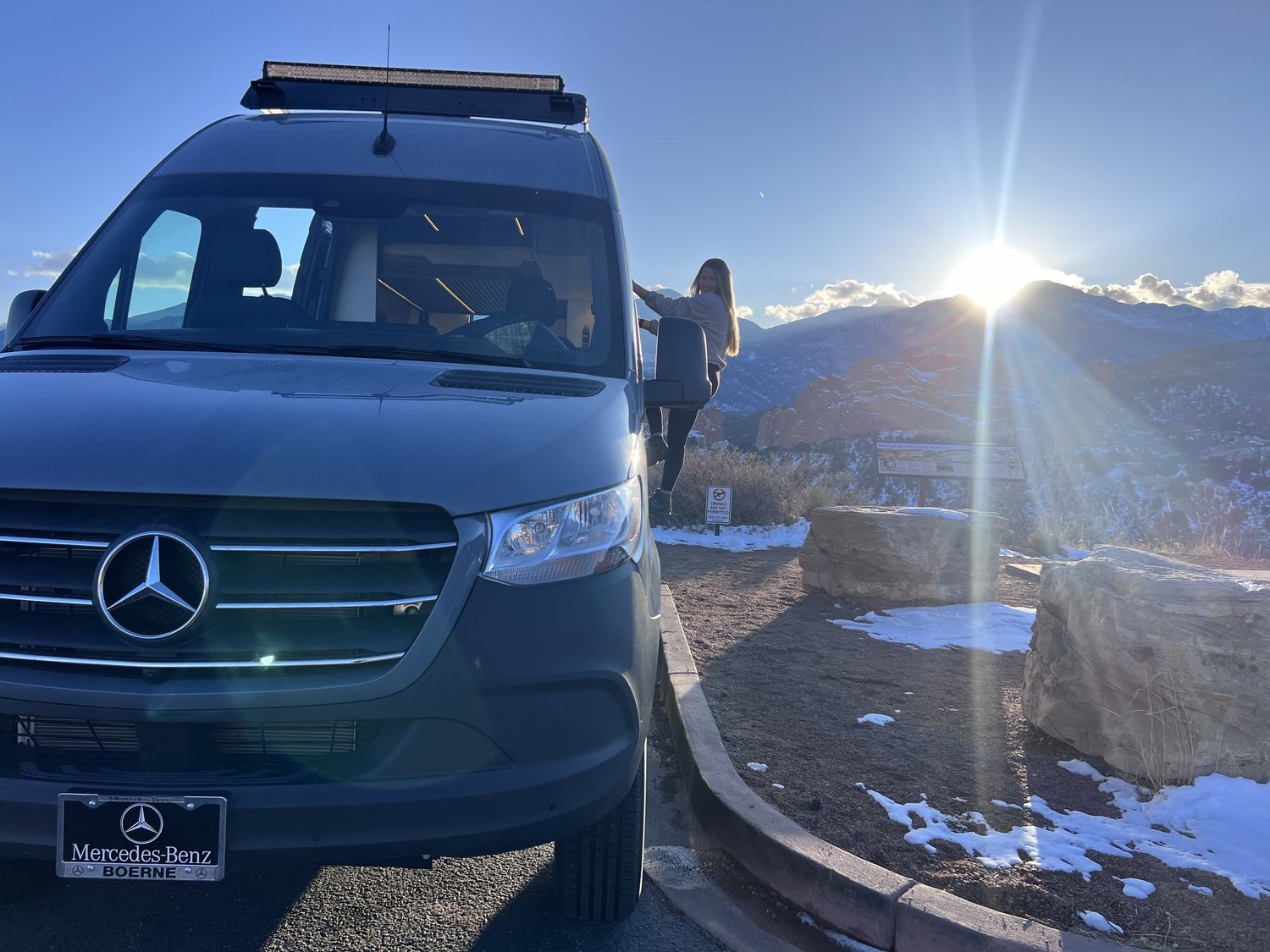 Twin Lakes parked against a mountain backdrop